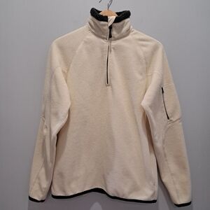 Y2K Old Navy Cream 1/4 Zip Gorpcore 90s Cabincore Fleece Sweater Jacket Mens M
